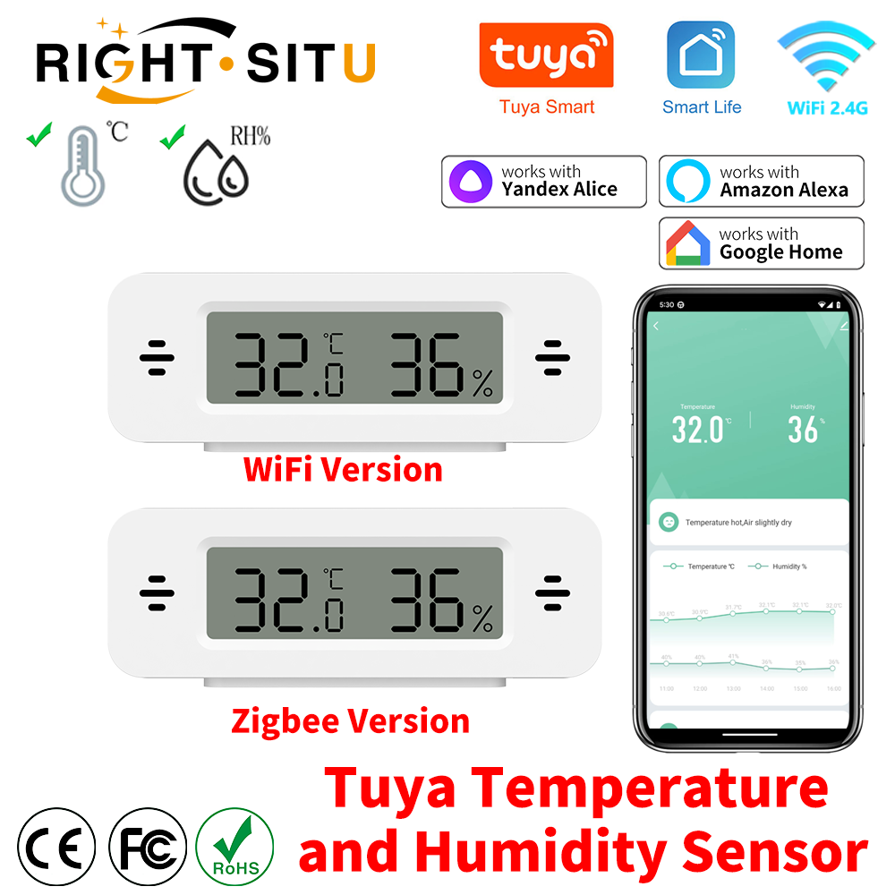 Smart Home Yandex - Tuya WiFi Zigbee مستشعر درجة الحرارة
