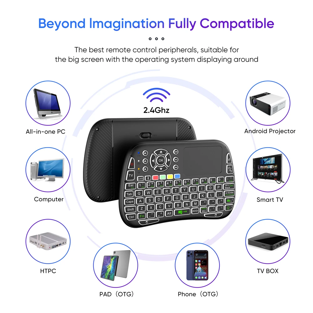 Smart Home Keyboard - لوحة مفاتيح صغيرة لاسلكية مع جيروسكوب،