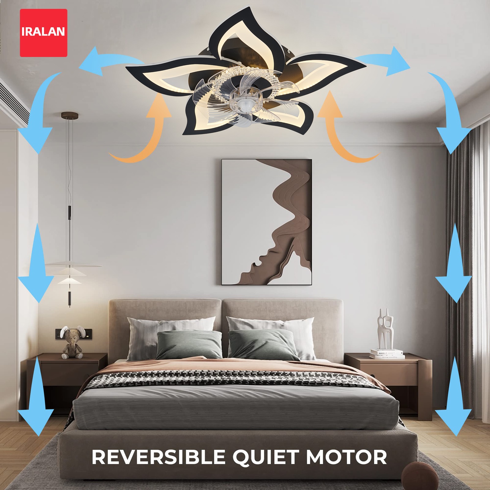 Smart Ceiling Fan - مروحة سقف LED بتصميم اللوتس مع