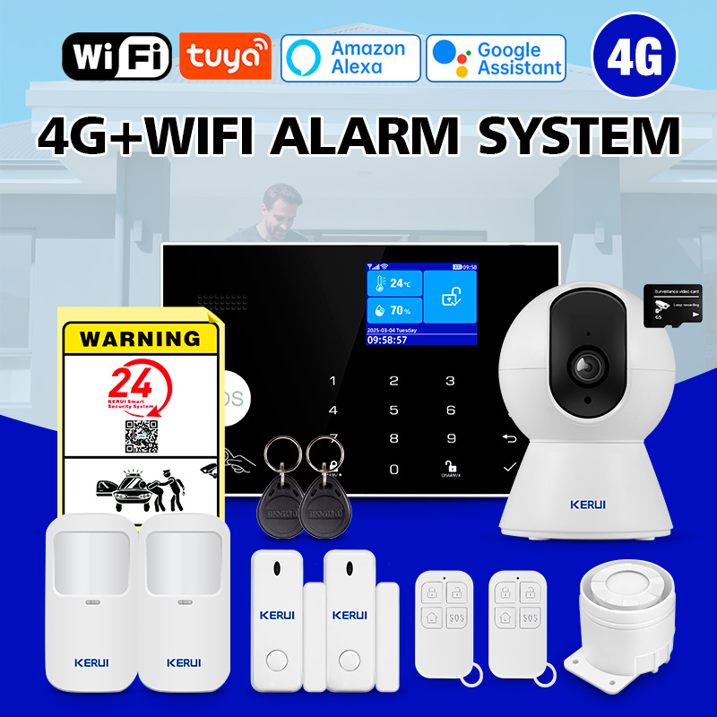 Smart Home Keyboard - KERUI WiFi + 4G إنذار المنزل