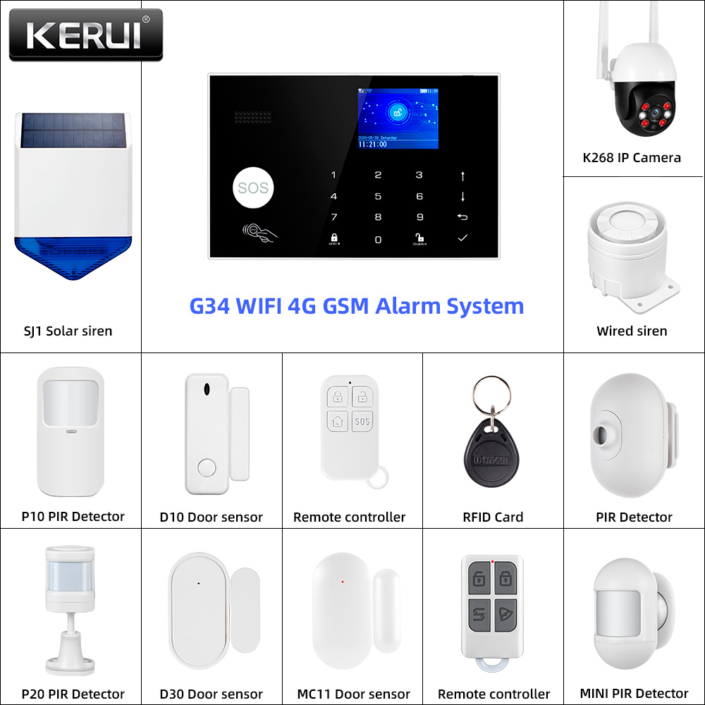 Smart Home Keyboard - KERUI G34 4G WIFI نظام إنذار