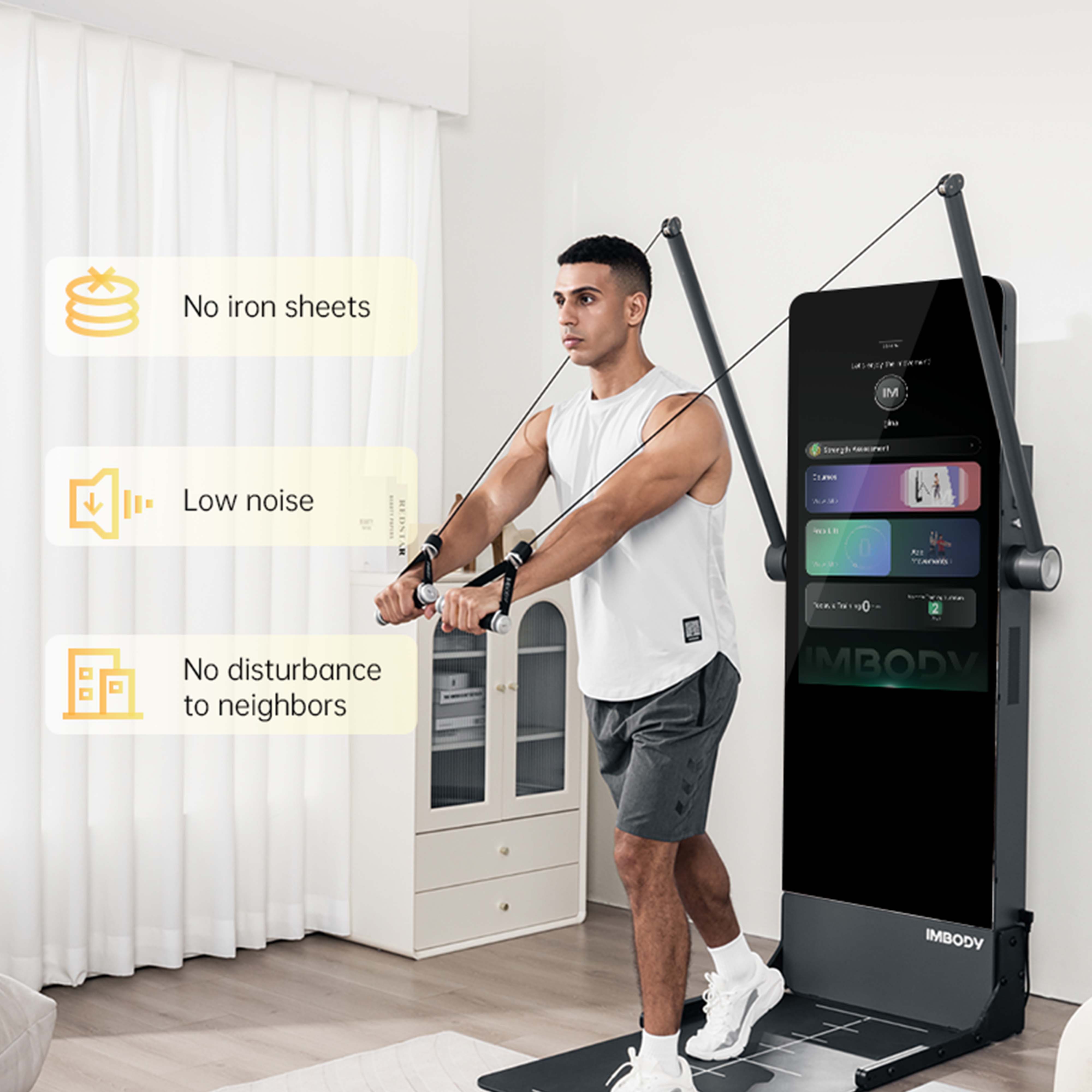 Smart Home Gym Mirror - مرآة صالة الألعاب الرياضية المنزلية الذكية،