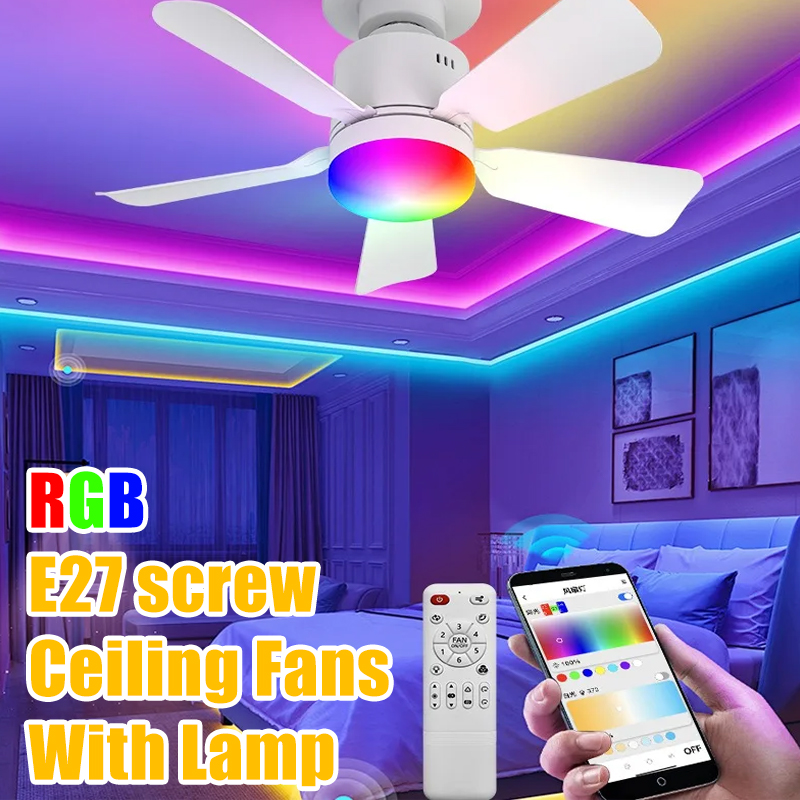 Smart Ceiling Fan - RGB LED مصابيح مروحة السقف E27
