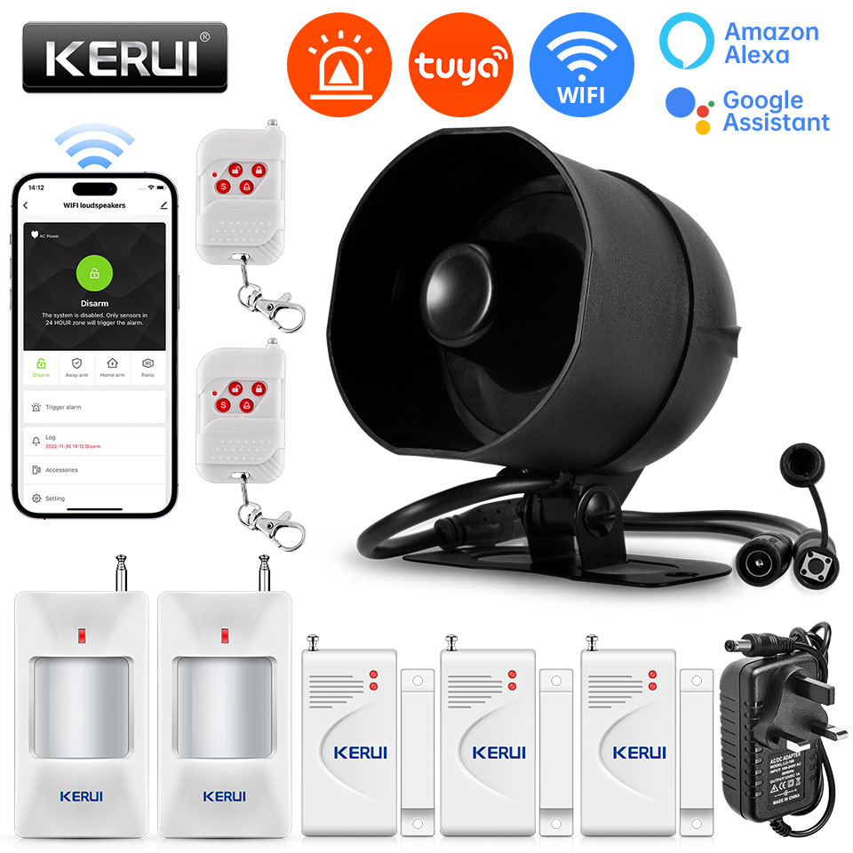 Smart Home Demo Kit - KERUI 120db نظام إنذار صفارة الإنذار