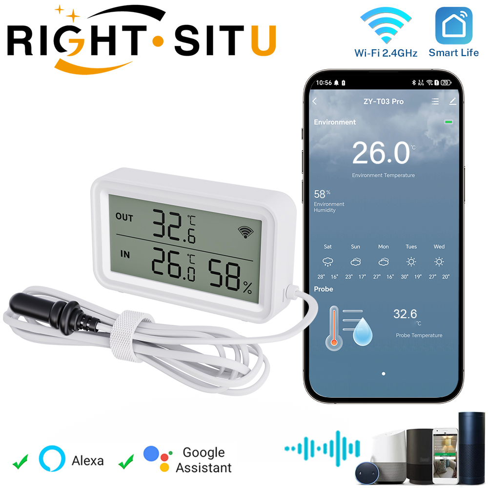Smart Home Yandex - Tuya WiFi Zigbee مستشعر درجة الحرارة