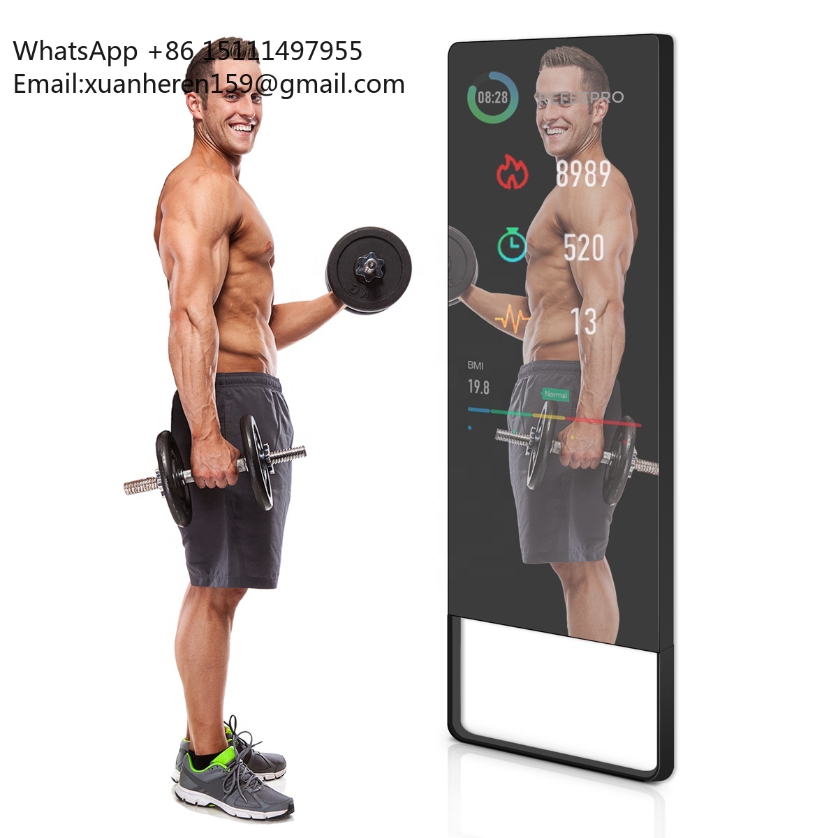 Smart Home Gym Mirror - مرآة تدريب شخصية ذكية بشاشة لمس،