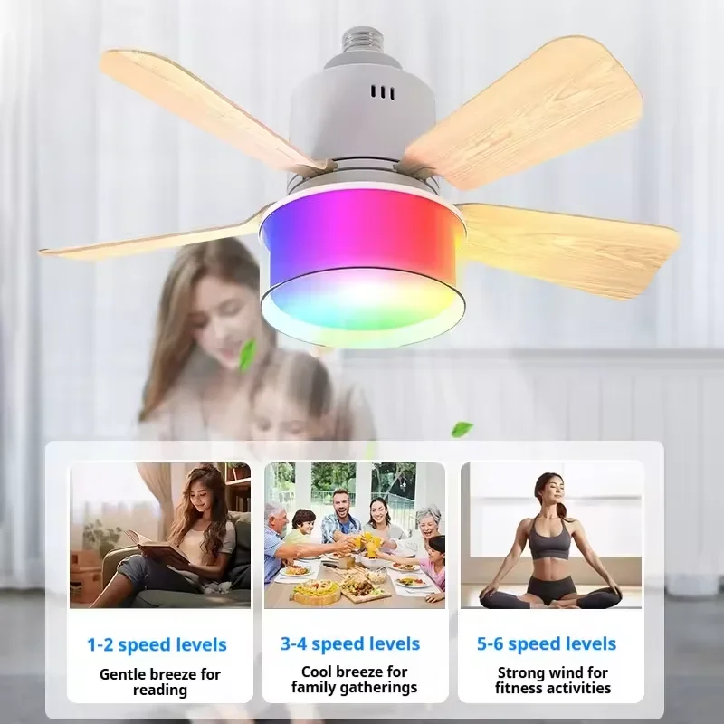 RGB LED مصابيح مروحة السقف E27 - مراجعة Smart Ceiling Fan وسعره