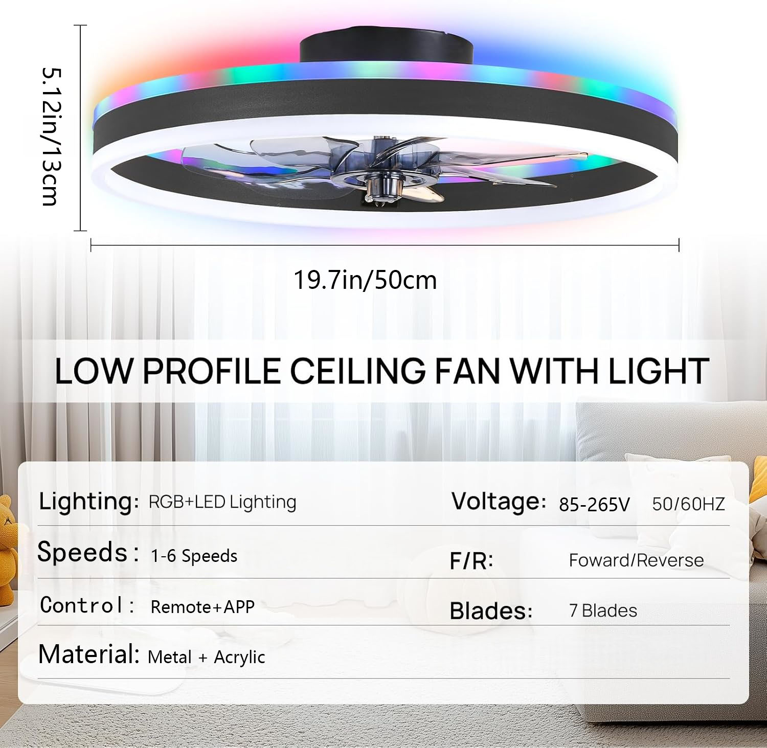 مروحة سقف ذكية RGB مروحة 6 سرع - مراجعة Smart Ceiling Fan وسعره