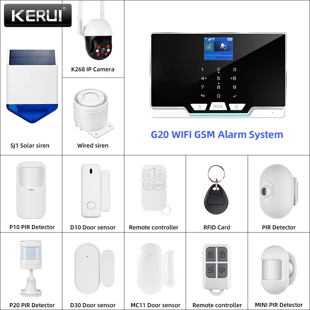 لوحة إنذار KERUI G20 WIFI GSM  - مراجعة Smart Home Keyboard وسعره